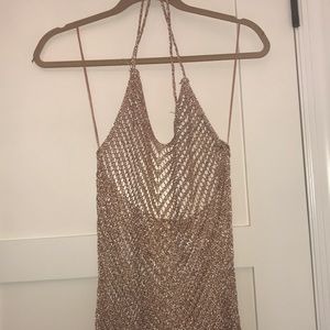 Rose gold long shimmery beach cover up dress